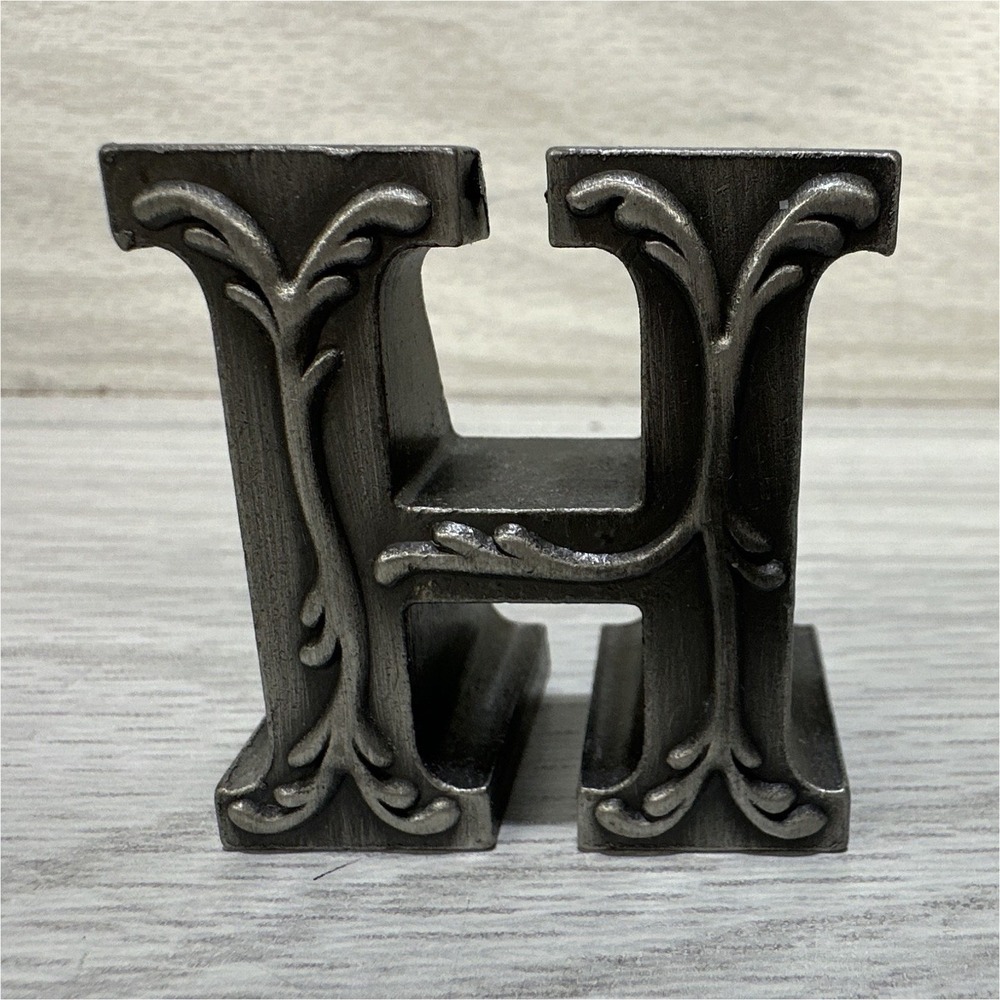 Pewter Letter H Decorative Freestanding Tabletop Display Decor 1.75x1.75"